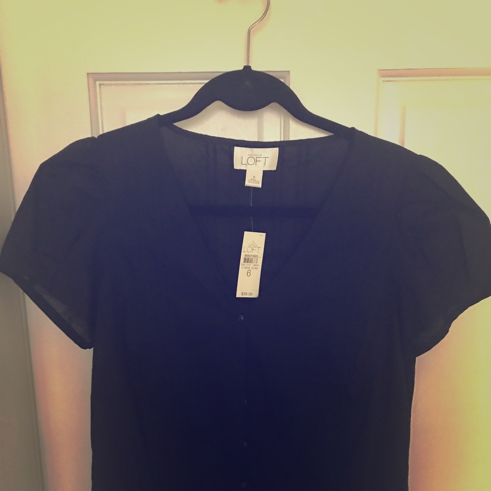 Ann Taylor Loft Peplum Blouse in Black